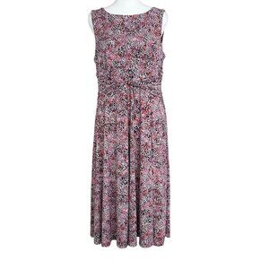 Jessica H Sleeveless Abstract Print Ruched Waist Dress (10)